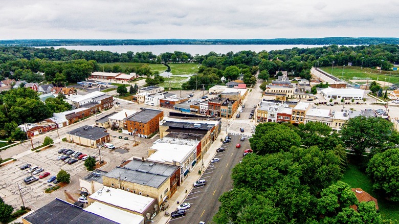 Aerial view of Lake Mills, Wisconsin