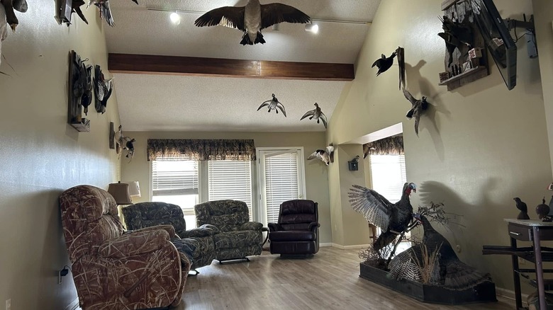 Bird decor inside a room at On The Deck Outfitters