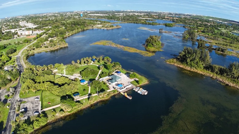 An aerial view of Quiet Waters Park