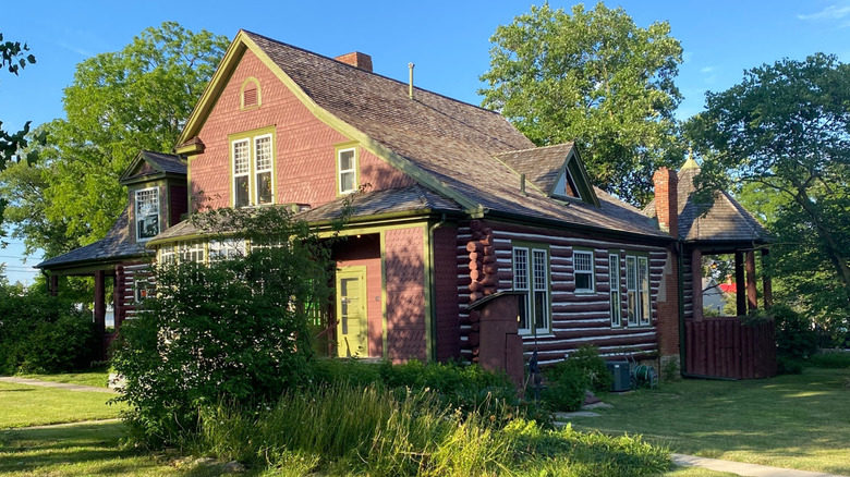 Outside the Limberlost State Historic Site cabin in Indiana