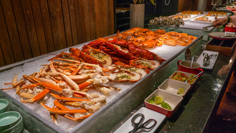 View of a seafood buffet