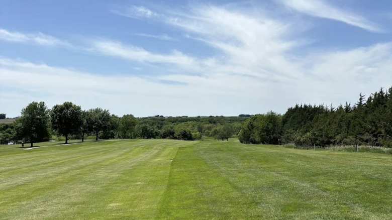 Fairway lined by trees at Kirkman's Lakeview Golf Course