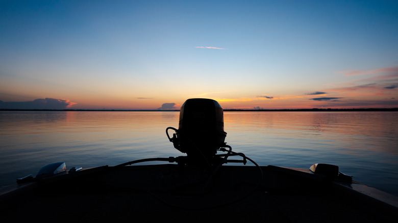 View from fishing boat at dusk on Lake Eustis