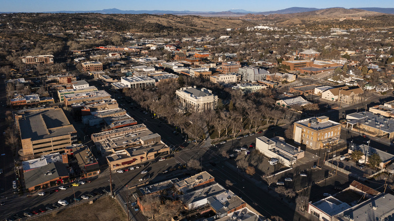 overhead shot of Prescott, Arizona