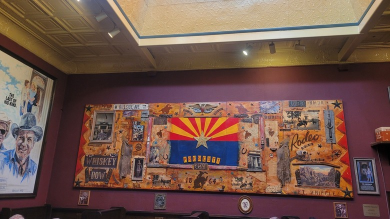 inside the Palace Saloon with Prescott banner/sign