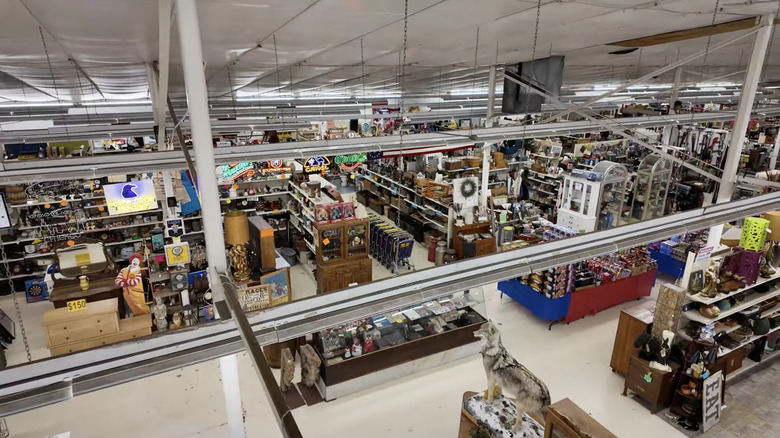 Aerial view inside Bushert's Antiques
