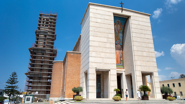 A church built in the rationalist style in Sabaudia, Italy