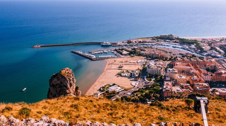 A view over the port and beach of Terracina
