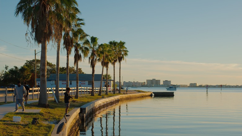 Looking out over the seawall in Gulfport, FL