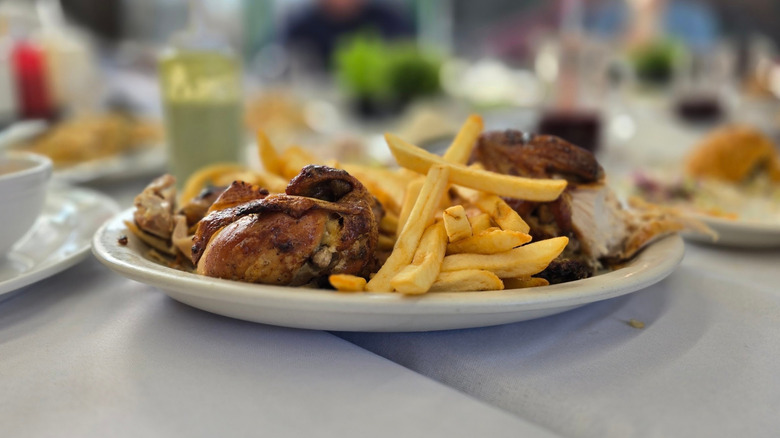 Peruvian blackened chicken at San Fernando Roasted Peruvian Chicken