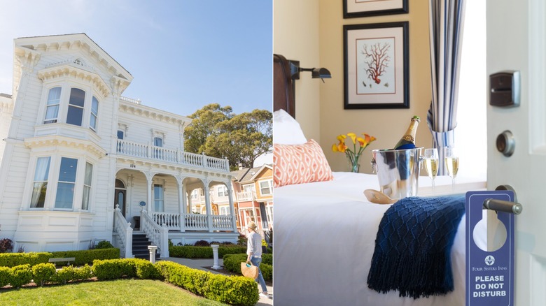 West Cliff Inn in Santa Cruz & Please Do Not Disturb sign on guest room door at West Cliff Inn