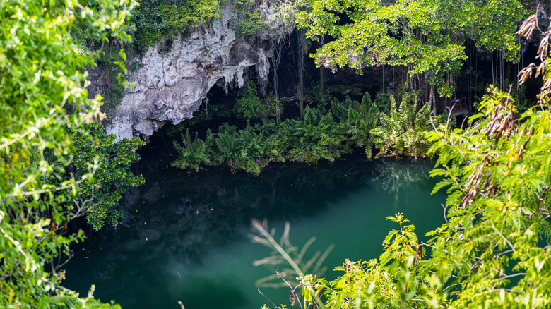View of a lagoon in cavern at Three Eyes National Park in Santo Domingo, Dominican Republic