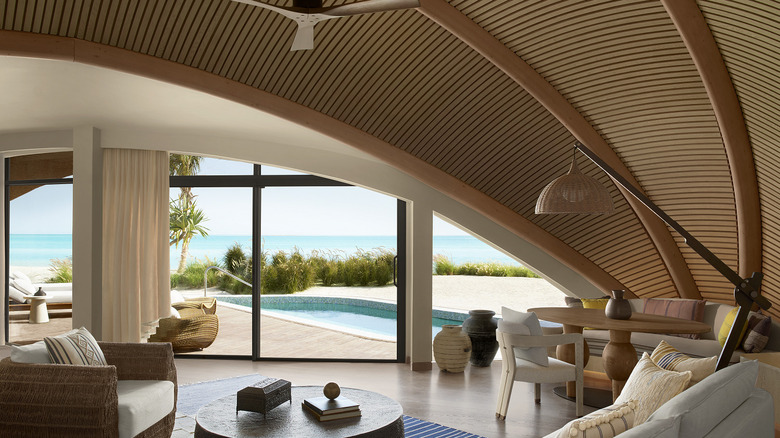 Interior of Nujuma's one bedroom beach villa