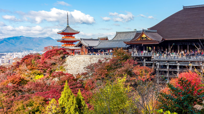 Kiyomizu-dera temple during autumn in Kyoto.