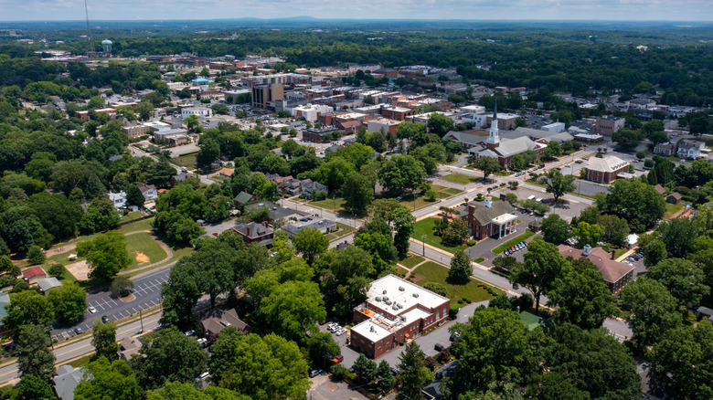 Aerial view of downtown Hickory, North Carolina