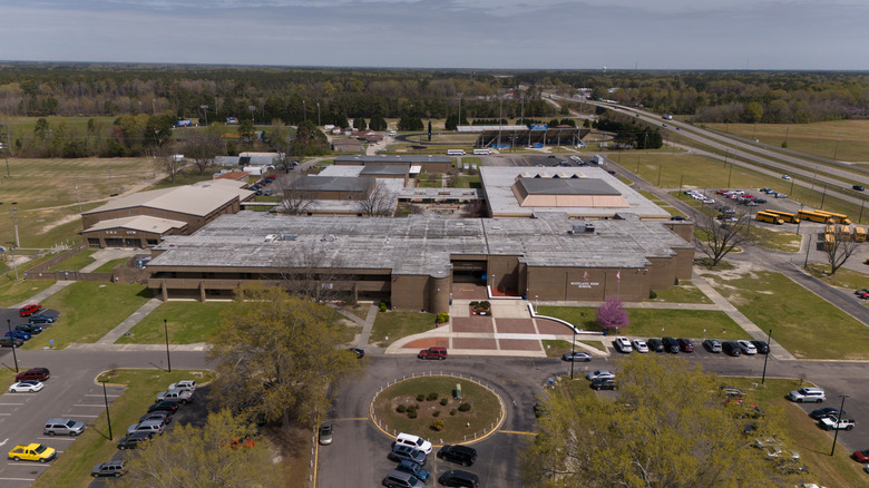 Overhead view of the Scotland County High School in Laurinburg, North Carolina