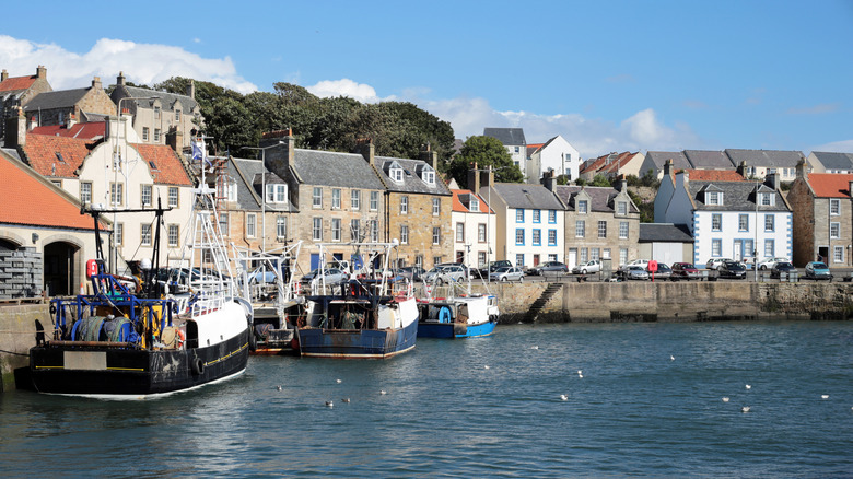 Boats in the harbor at Pittenweem, Scotland