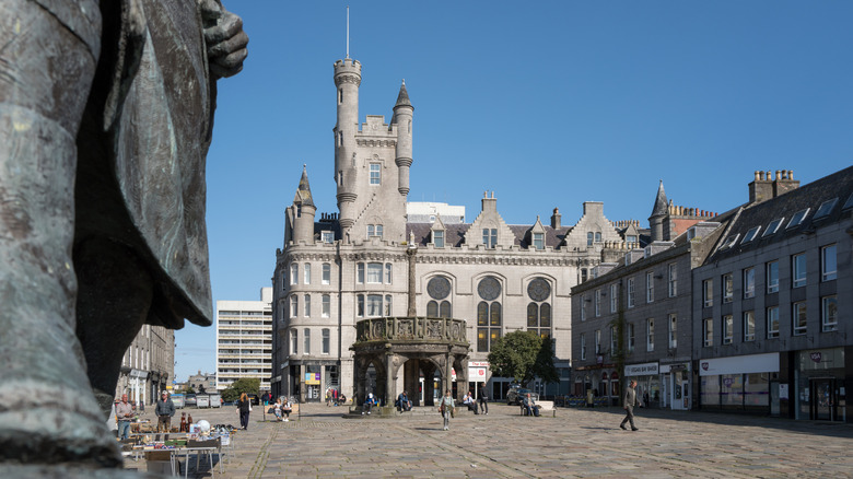 An architectural city square in Aberdeen