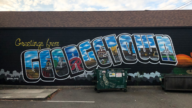 Mural that says "Greetings from Georgetown"