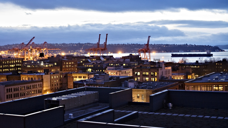 A shot of rooftops from SODO, Seattle, Washington