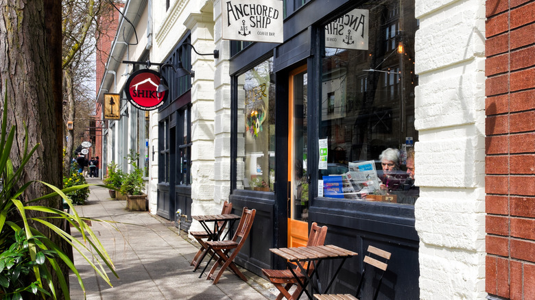 Cafes, restaurants, and bars on a stretch of downtown Ballard, a neighborhood in Seattle