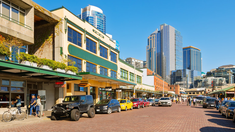 Brick street at Pike Place Market in Seattle