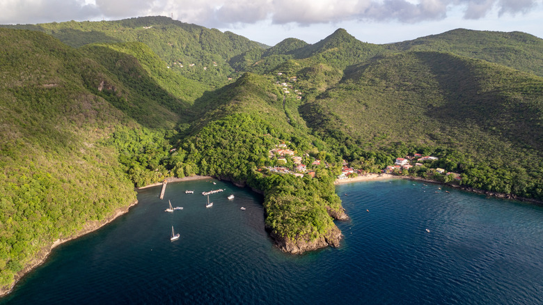 Aerial photography of Anse Noir and Anse Dufour beaches side by side