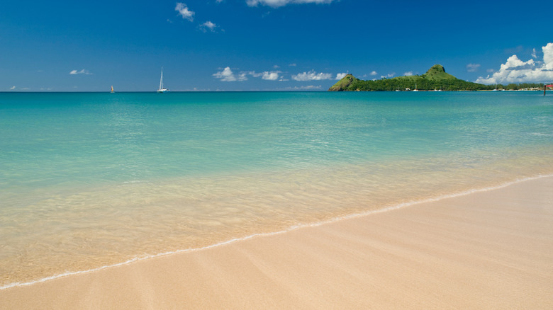 Secluded sandy beach in Saint Lucia