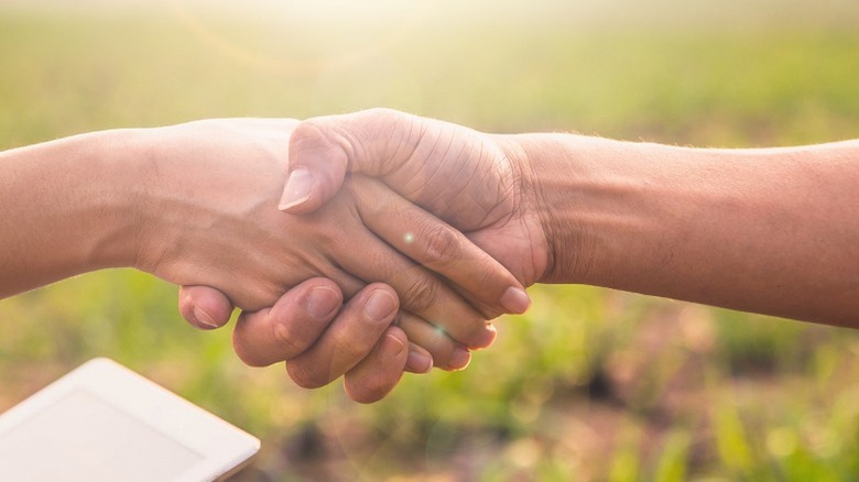 two people shaking hands