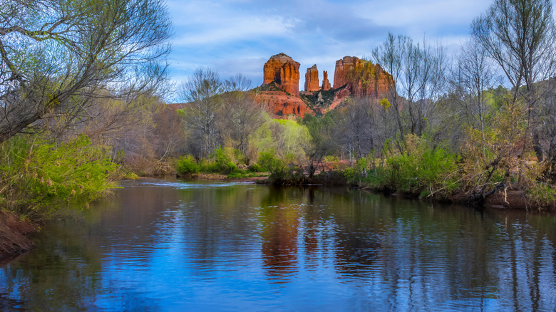 Dramatic rock formations around the wetlands of Sedona, AZ