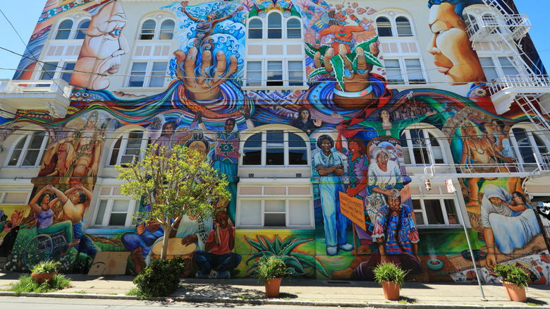 A wall-sized mural in the Mission, San Francisco