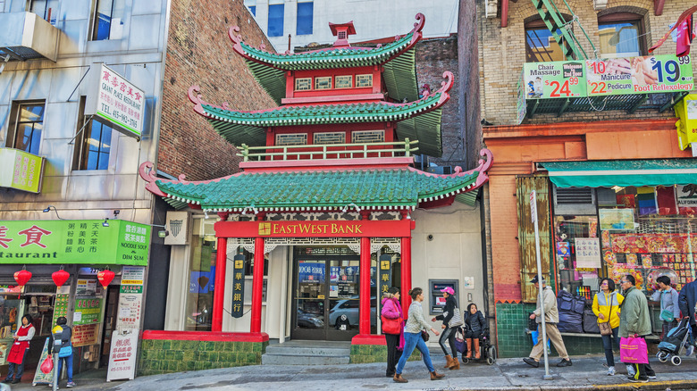 People walking through Chinatown in San Francisco