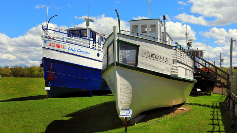 A shot of two boats at the Maritime Museum of Manitoba