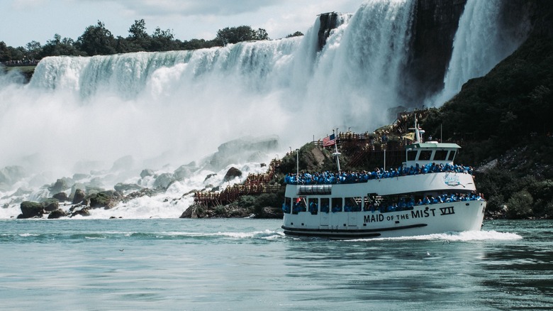 The Maid of the Mist on the American side of Niagara Falls in New York