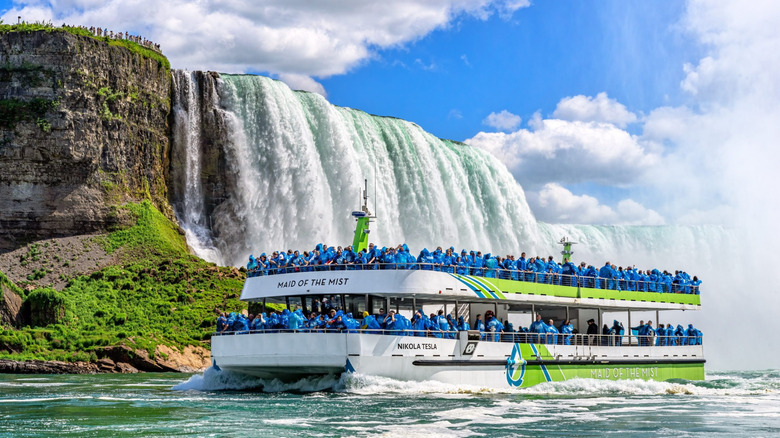 The Maid of the Mist on the American side of Niagara Falls in New York