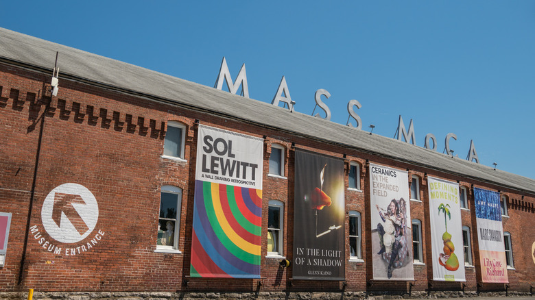 View of the brick facade of Mass MoCA