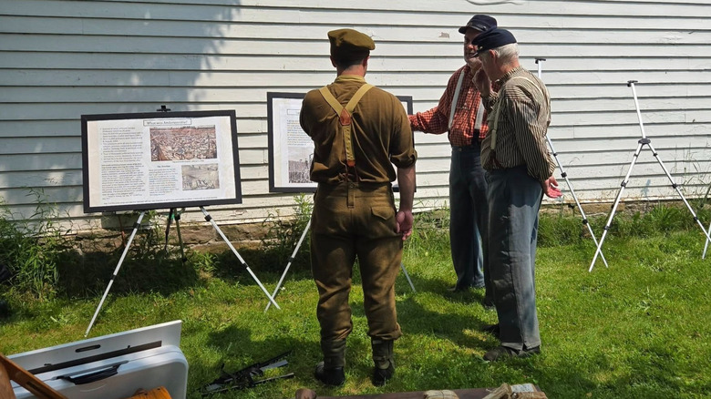 Three men at the Fort Le Boeuf Historical Society, Waterford, PA