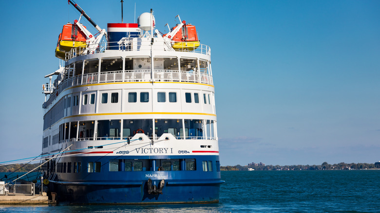 The Victory I cruise ship docked in Lake Michigan.
