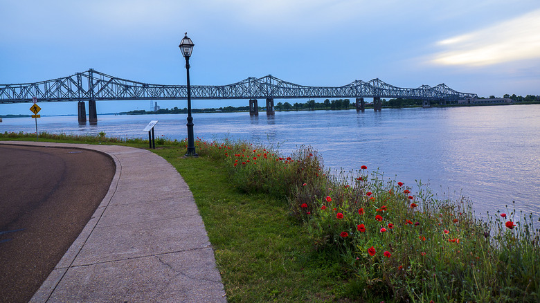 Sunset over the Mississippi River at Natchez