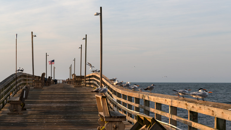sunset view at Oak Island Pier in Oak Island, North Carolina
