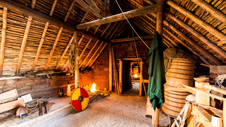 A recreation of the interior of a Viking home at L'Anse aux Meadows in Newfoundland