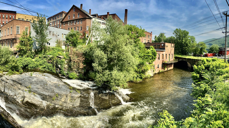 River view of Battleboro and its red brick architecture