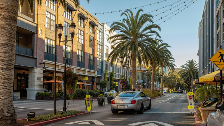 Street view of Santana Row in San Jose, California