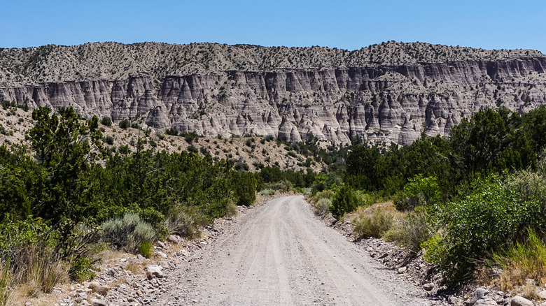 A road leading to Kasha-Katuwe Tent Rocks National Monument