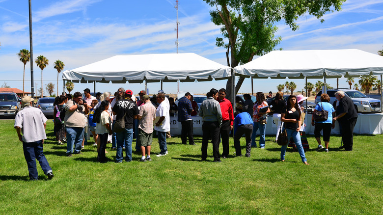 people attending an event in a Delano, California park