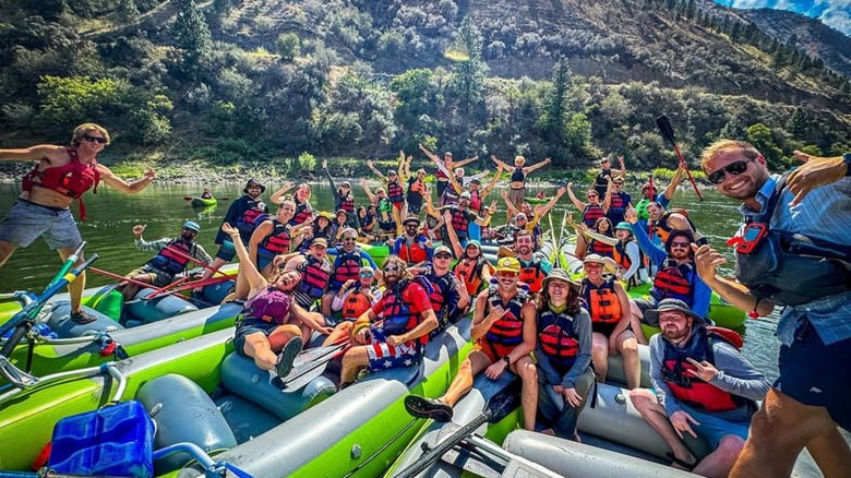 A group of rafters on the Salmon River outside of Riggins, Idaho