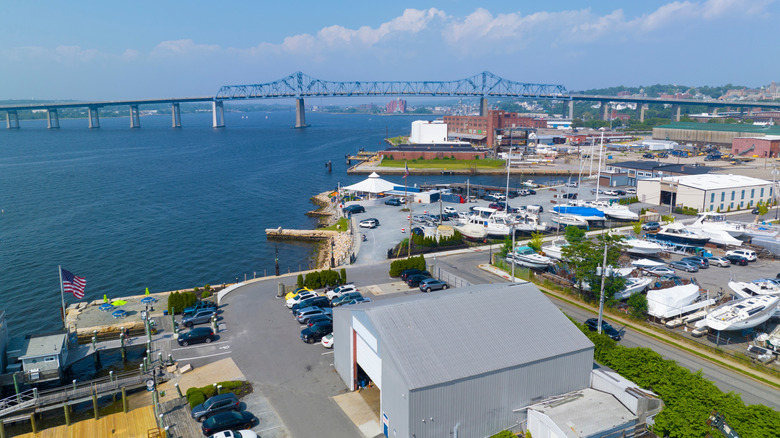 Braga Bridge, Taunton River, and buildings near Somerset, Massachusetts