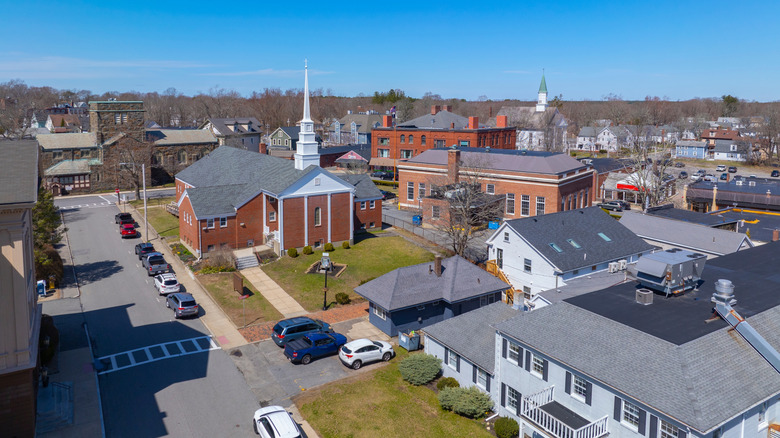 Aerial view of historic downtown Middleborough