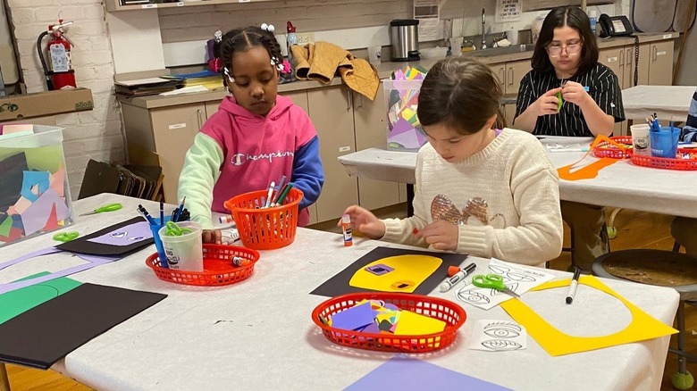 Children working on arts and crafts