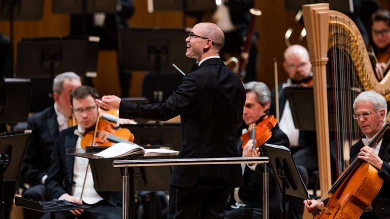 Conductor leading the Salisbury Symphony